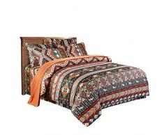 Loussiesd Gelb Geometrisch Boho-Stil Bettwäsche Set 200x200 cm + 80x80 cm 3 teiligs Indischen Exotischen Ethnischen Betten Set mit 2 Kissenbezug Super Microfaser Bettbezug Bohemian, Pärchen Damen