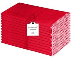Baumwolle-Klinik 12er-Set Stoffservietten, Klassisch Servietten Hochzeit, 100% Baumwolle Servietten Maschinenwaschbar - 50x50 cm Rot Weiss
