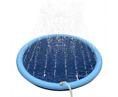 BASMPP Wassersprühkissen Für Kinder Hunde Spritzkissen Außenpool Wasser Planschbecken Sprinkler Spielmatte Aufblasbares Wasserspielzeug, Wasser Aufblasbares Wannenkissen 150 cm * 150 cm