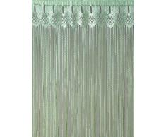 Fadengardine Fadenvorhang Fadenstore mit Universalschienenband und Stabtunnel in grün HxB 160x95 cm - für Befestigung an Schiene und Stange - TOP Qualität einfach aufhängen Gardine Vorhang Typ74