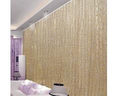 elfisheu Fadenvorhang Insektenschutz Fadengardine im Tautropfen Design als Raumteiler Fliegenschutz Insektenschutz Festliche Saisonale Dekoration 100cm x 200cm (Champagner)