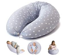 Bamibi ® Stillkissen Seitenschläferkissen Schwangerschaftskissen zum Schlafen Lagerungskissen mit Bezug aus 100% Baumwolle (Herzen)