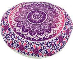 Guru-Shop Flaches Mandala Meditationskissen, Yoga Kissen, Sitzkissen, Bodenkissen, Dekokissen - Pink, Rosa, Meditationskissen & Sitzkissen