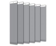 Der Jalousienladen Einzellamellen für Lamellenvorhang, Breite 89 mm, Länge 250 cm, lichtdurchlässig/Blickdicht, grau, 6er Pack
