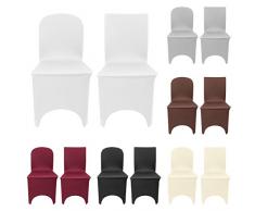 Stuhlhusse Husse Stretch elastische Hussen bügelfrei Stuhlbezug Hochzeit Feier Universal für runde und eckige Stuhllehne in Weiss