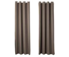 WOLTU VH5878ta-2, 2er Set Gardinen Vorhang Blickdicht mit Ösen, 250g/m2 Schwere Verdunklungsvorhänge Thermovorhang lichtdicht für Wohnzimmer Schlafzimmer Tür Winter, 135x225 cm, Taupe