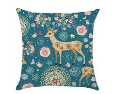 Nunubee Kissenbezug Hohe Qualität bettwäsche Wohnkultur Weihnachten-Serie Dekorative Kissenhülle Sofakissen zierkissen Elch Weihnachtsmann Gedruckt Glocke Elf Rentier Rudolph Festive, Elch 1 45x45cm