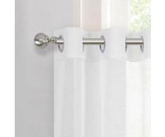 PONY DANCE Voile Vorhang Halbtransparent - Stores Gardinen Schlafzimmer Leinenoptik Vorhänge Raue Oberfläsche Ösenvorhang, Weiß, 2 Stücke H 158 x B 132 cm