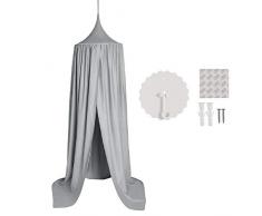 WOLTU Baldachin Kinderzimmer, Betthimmel Babybett, Kinder Babys Bettvorhang,Babyzimmer Deko Schlafzimmer Kuppel Spiel Zelt Moskitonetz, Geburtstag Weihnachten,Höhe 240 cm Grau