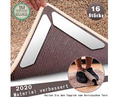 16 Stück Wiederverwendbare Rutschfeste Matte Antirutschmatte mit 3M Klebeband 180x30cm Premium Anti Curling Teppichgreifer I Teppichunterlage I Teppichunterleger I Rutschschutz für Teppich (Weiß)
