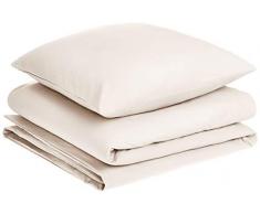 AmazonBasics – Hochwertiges Mikrofaser-Bettwäsche-Set, 155 x 200 cm/80 x 80 cm, cremefarben
