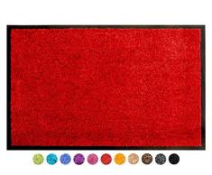 Primaflor - Ideen in Textil Schmutzfangmatte CLEAN – Rot 60x90 cm, Waschbare, rutschfeste, Pflegeleichte Fußmatte, Eingangsmatte, Küchenläufer Sauberlauf-Matte, Türvorleger für Innen & Außen