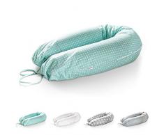 Ehrenkind® Made in Germany Stillkissen XXL | Füllung Schadstoffgeprüfte Flüster Mikroperlen | Seitenschläfer-Kissen & Lagerungskissen Baby mit Oeko-Tex Materialien | MINT kleine Punkte