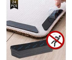 Jeeanjoose Teppich Anti Rutsch Unterlage, 24 Stück Schwarz Teppichunterleger, Für Teppichböden Feste rutschfeste Aufkleber, Verrutschen Wirksam, Doppelseitiger Superkleber Klett Rug Gripper
