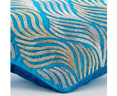 handgefertigt Türkis kissenbezüge, Zardozi Blumen Sparkly kissenbezüge, 50x50 inch kissen, Blumen Modern dekokissen, Platz Samt sofakissenbezug - Liberty