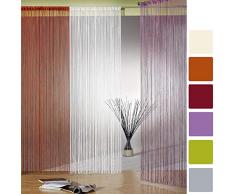 heimtexland ® Fadengardine in weiß HxB 245x148 cm mit Stabtunnel KÜRZBAR hochwertige Qualität FORMSCHNITT MÖGLICH Fadenvorhang Fadenstore Raumteiler Insektenschutz Ökotex Typ121