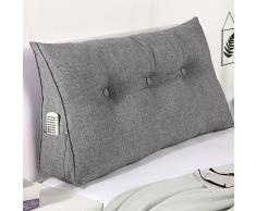 maxVitalis Rückenkissen, Bett-Rückenstütze Keilform, Rückenstützkissen, für Bett & Sofa, 100 cm breit, ideal für 2 Personen, praktisches Seitenfach, Bezug waschbar (Grau)