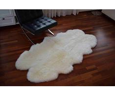 Schaffell Lammfell Teppich Decke Quadro (aus 4 Fellen) weiss, Flokati, Shaggy, Designer Langflor Felldecke Fellteppich