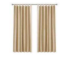 PONY DANCE Gardinen Kinderzimmer Schlaufenschal - Vorhang Blickdicht Biscotti Beige Thermo Vorhänge Verdunkelung, 2er Set H 175 x B 140 cm