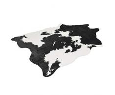 CLX Faux Tierzebra-Gebiet Mitch Teppich Modern Fashion Schwarzweiß-Streifen Anti-Rutsch-Matte Wasseraufnahme der ländlichen Retro Rustikal Art-Haut-Pelz Printed Quadrat Teppich,Cow