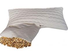 BIO Dinkelkissen Komfort 40 x 80 cm staubdichte Baumwoll Kissenhülle ( Kissen-Inlett ) - mit BIO Dinkelspelz / Dinkelspreu Füllung und abnehmbarem waschbarem Komfortbezug Baumwolle mit Reißverschluss