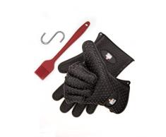 TheCook Premium Silikon Ofenhandschuhe Set, hitzebeständig bis 230°C - 23 cm lang, schwarz. Für mehr Freude beim Backen, in eleganter Geschenkbox
