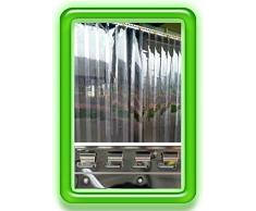 300x2mm PVC Lamellen Streifen Vorhang H2,00 x B1,00 m Überlappung 36% fertig vormontiert mit Wandschiene+Halteklammern