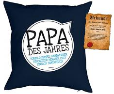 Geschenk für Papa zum Vatertag Kissen mit Füllung und Urkunde Papa des Jahres Vorbild… Kissen für Väter cooles Weihnachten Geburtstag