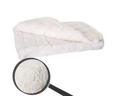 Mendler Wohndecke Karo, Tagesdecke Kuscheldecke Sofadecke, flauschig weiß Fellimitat 150x120cm