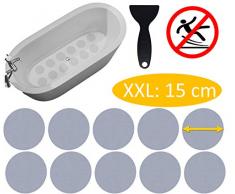 cocofy Große Anti-Rutsch Sticker für Badewanne und Dusche Ø 15 cm XXL Pads, transparent durchsichtig, rund, Anti Rutsch Aufkleber als rutschfeste Antirutschmatte in der Dusche auch für Kinder, 10-Pack