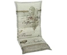 Sesselauflage Sitzpolster Gartenstuhlauflage für Hochlehner | B 50 cm x L 120 cm | Natur | Baumwolle