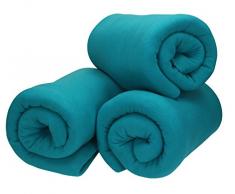 Betz 3 Stück Fleecedecke Kuscheldecke Wohndecke in Größe 130x170 cm Qualität 220 g/m Farbe Petrol