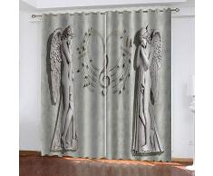 Zhoudd Kinder Blickdichte Vorhänge Mit Ösen 2Panels B140 X H245Cm Gardinen Vorhang Verdunkelung Energiespar Wärmeisolierend Gardinen Für Schlaf Und Wohnzimmer 2 Stücke Hellgraues Relief & Engel