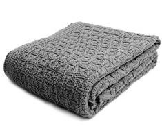 SonnenStrick 3009002 Babydecke/Kuscheldecke/Strickdecke aus 100% Bio Baumwolle kba Made in Germany, 100 x 90 cm, grau