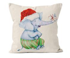 Nunubee Kissenbezug Hohe Qualität bettwäsche Wohnkultur Weihnachten-Serie Dekorative Kissenhülle Sofakissen zierkissen Elch Weihnachtsmann Gedruckt Glocke Elf Rentier Rudolph Festive, Elefant 45x45cm