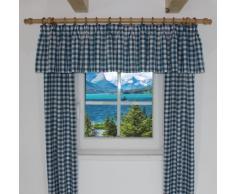 Unbekannt Querbehang passend für Wirth Vorhang Landhaus Design Karo kariert, Farbe:Blau, Breite:30 cm, Faltenband 1:2,5, Meterware