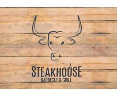 DecoHomeTextil Grillmatte Grillunterlage Bodenschutz Barbecue-Matte Steakhouse Holz 75 x 120 cm Muster wählbar Anti-Rutsch Schwerentflammbar