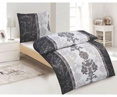 4tlg Microfaser Bettwäsche 2x 135x200cm + 2x 80x80cm Top detailiertes Motiv Klassisch & Elegant in Anthrazit Schwarz Braun Sand NEU mit RV