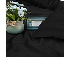 Lilysilk Seide Bettwäsche-Set 2 teilig Bettbezug 135x200cm Kissenbezug 80x80cm Seide Unifarben 19 Momme-Schwarz