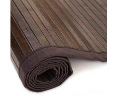 Homestyle4u 203, Bambusteppich Bambusmatte rutschfest Mit Bordüre, Dunkelbraun, 200 x 200 cm