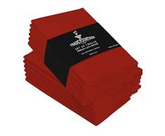 Trade Fountain Stoffservietten 12er-Set Baumwolle - 50 x 50 cm Wiederverwendbare Servietten - Übergroße Baumwollservietten aus reiner Baumwolle - Als Abendessen-Servietten (Rot, Servietten)