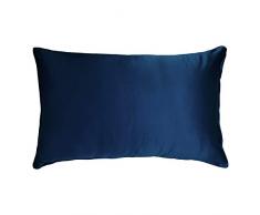 THXSILK 25 Momme Seide Kissenbezug für Haar und Haut - Maulbeerseide Kopfkissenbezug - Hypoallergen mit Versteckter Reißverschluss - Pure Seide auf Beide Seiten - 40x80cm Marineblau