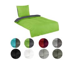 BaSaTex Mikrofaser Uni und Uni-Wende Bettwäsche in Allen Größen viele Farben, 2 TLG. 135x200 cm + 80x80 cm anthrazit Gruen