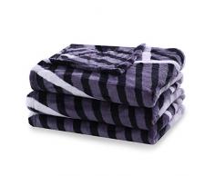 DecoKing 40874 Kuscheldecke 220x240 cm Decke Microfaser Mikrofaserdecke Fleecedecke Wohndecke Fleece weich sanft kuschelig grau Grafit anthrazit schwarz violett weiß Sweet Home Jungle Collection