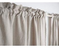 Leinenvorhänge mit Stabtasche und Kopfteil. Natursteinwäsche. Halbtransparent.