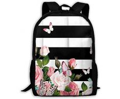 Lightweight Laptop Rucksack,Outdoor Daypacks,Freizeitrucksack,Print Schultertasche,Adult/Kid Travel Dayback schwarzer Streifenvorhang für Männer Frauen,Oxford Rucksack,Verstellbarer College-Rucksack