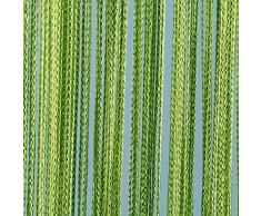 JEMIDI Fadenvorhang Tür Vorhang Gardine Schal Faden Türvorhang Fadengardine in 2 Größen (Grün, 90cm x 250cm)