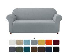 subrtex Spandex Sofabezug Stretch Sofahusse Couchbezug Sesselbezug Elastischer Antirutsch Stretchhusse für Sofa (3 Sitzer,Hellgrau)