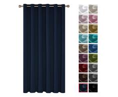 Deconovo Verdunkelungsvorhang Ösen Vorhang Haustür Gardinen Blickdicht 280x200 cm Dunkelblau 1 Stück