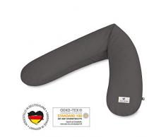 Julius Zöllner Stillkissen, Schwangerschaftskissen, Lagerungskissen, besonders angenehme und anschmiegsame Flockenfüllung, ca. 180 cm, uni anthracite